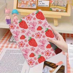 Colorful strawberry flowers, with adjustable stand and pen slot, foldable non-slip TPU protective case, suitable for iPad mini, iPad Air, iPad Pro/iPad 10th generation, 11th generation and other series iPad protective cases
