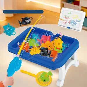 Magnetic Drawing Board Dual-Sided Table, Detachable Fishing Game Set, Fishing Rod Included, Perfect Gift for Kids Boys Girls
