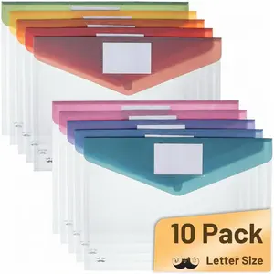 - Clear Plastic Envelopes File Folders, 10 Pack, A4, Letter Size, Colorful Flaps, Clear Folders for Documents Plastic Poly Envelopes with Label for School, , Work, Office, Organizer