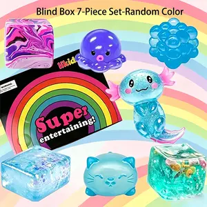 7-Piece Malt Sugar Stress Relief Fidget Toys, Creative Slow-Return Squeeze Toys, 7 Styles, Party Gifts, Relaxing and Fun Accessories