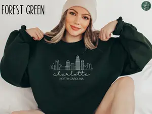 Charlotte T-Shirt, Women's Crewneck Pullover, Charlotte Gift, North Carolina T-Shirt, North Carolina Gift, Charlotte NC, Comfort Cotton