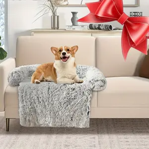 Cozy Plush Pet Blanket with Backrest – Soft Winter Bed for Cats & Dogs, Anti-Slip Bottom, Protects Sofa from Pet Hair, Available in Small/Medium/Large,Cozy Gift for Cats & Dogs