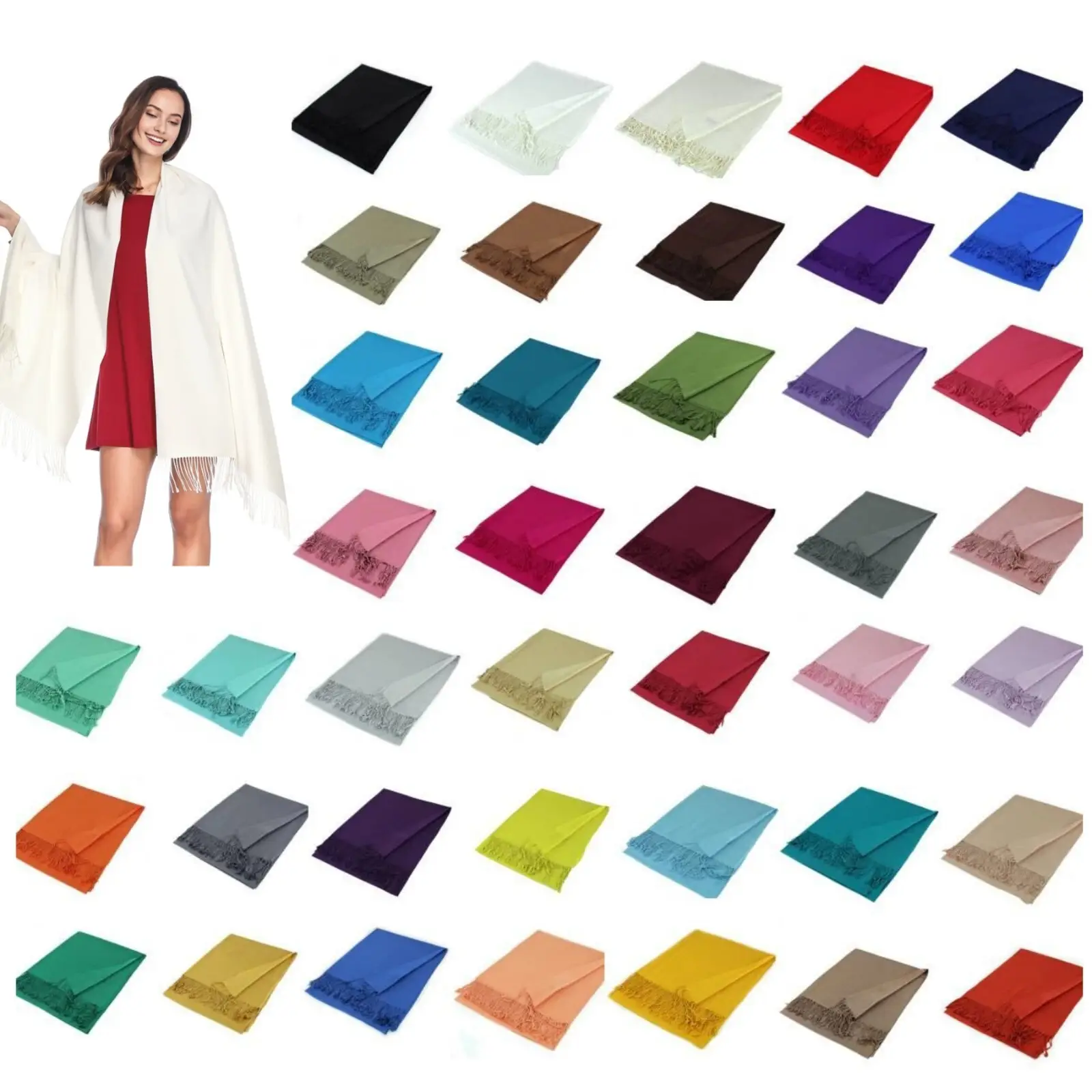 Soft Silky pashmina Shawl Wrap Women Pashmina Solid Scarf Stole Ladies Scarf Turban Hijab Sheerhijabs