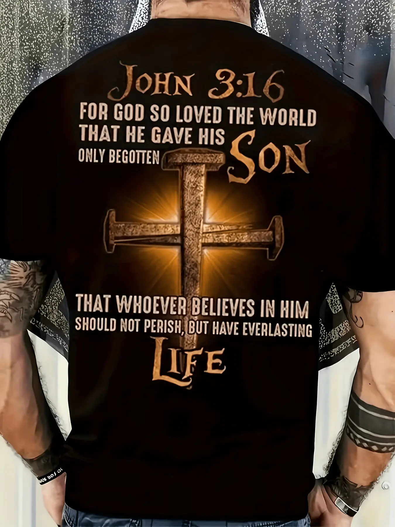 Men's Plus Size Pure T Shirt John 3 16 Scripture A unisex soft cotton short sleeve t shirt, vintage graphic casual tee for men women teens, perfect birthday holiday gift for camping travel gym daily street  wear