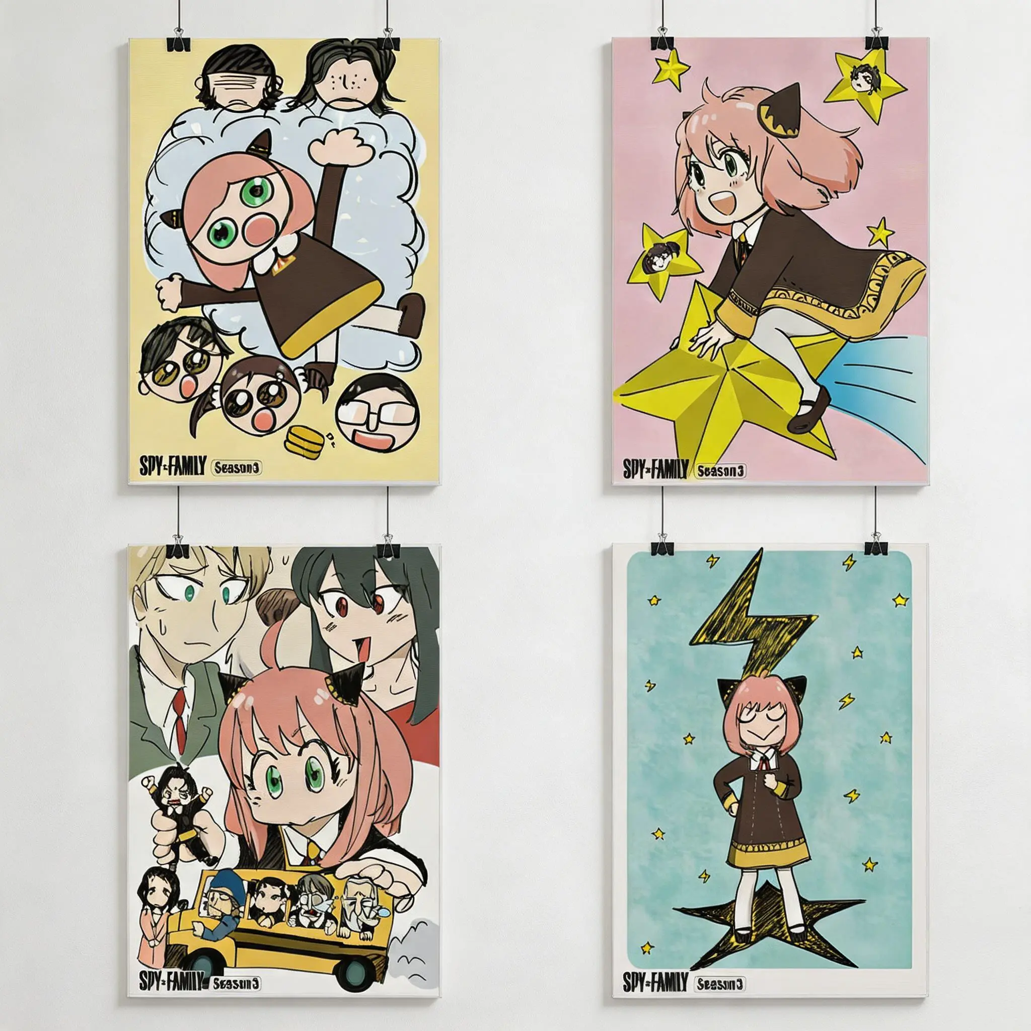 [No Frame] Spy x Family Season 3 Character Art Prints, Hand-Drawn Style Home Decor Posters, Ideal for Personal Space Refreshment, Perfect Gift for Anime Fans
