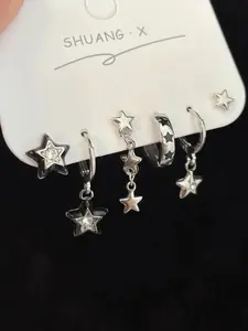 ZYNE Star Design Earrings Set, Statement Earrings, Dangle Earrings Set, Fashionable Jewelry for Women & Girls, Trendy All-match & Exquisite Jewelry for Birthday Gift