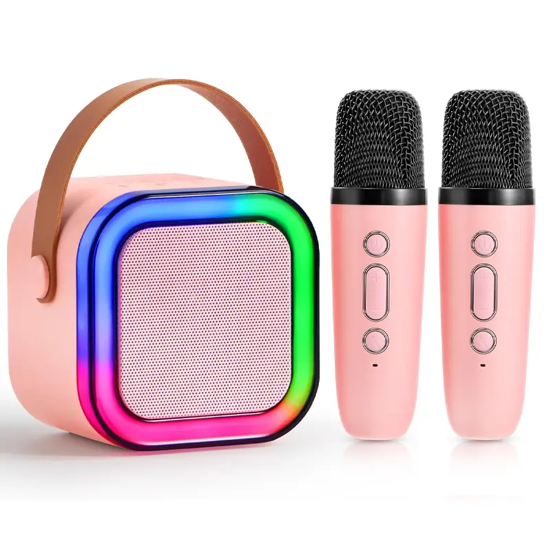 Mini Karaoke Machine with Microphone Sound System, Portable Karaoke Machine with 2 Wireless Microphones, Birthday Gifts for Girls and Children Aged 4-