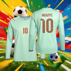 It has the France team crest 2026 France National Away 10# Mbappé 7# Dembele Short And Long Sleeve Soccer Jersey Fans Version Breathable