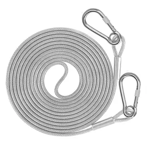 Dual Heavy-Duty Dog Tie-Out Cable, Adjustable Dog Leash with Reinforced Steel Wire Cable for Yard and Camping, Suitable for Small, Medium, and Large Dogs and Cats, Dual Clips