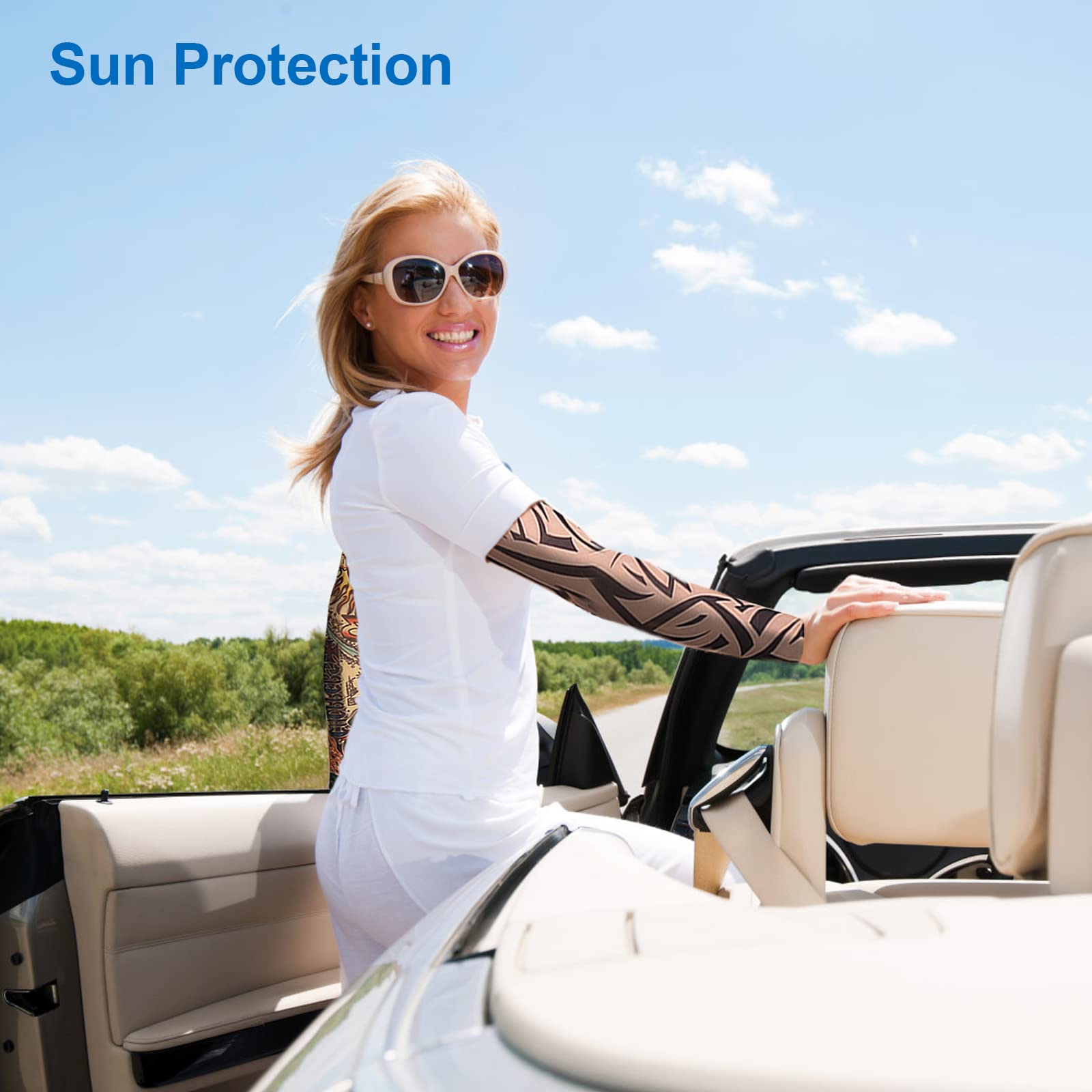 10Pcs Unisex Temporary Tattoo Cooling Arm Sleeves | TattooTok SunSafeTok OutdoorTok UPF 50+ UV Protection Sleeves | Stretchy Nylon Spandex for Cycling Fishing Golf Hiking Biker Outdoor Sports