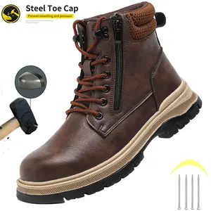Safety Shoes Men Work Sneakers Indestructible Shoes Puncture-Proof Protective Shoes Work Boots Waterproof boots Construction Work Shoes High Top Roofing Shoes Anti-slip wear resistant Fathersdaygift Boy