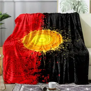Single Piece of Flag Sun Print Flannel Blanket, Cozy And Warm, Versatile for Office Use, Suitable for Outdoor Camping And Travel, a Perfect Gift for Any Season