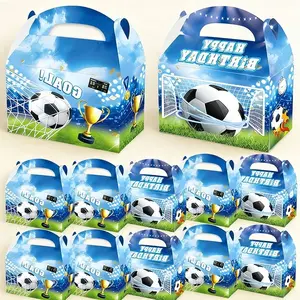 12-Piece Blue Football Party Favor Boxes Set, Party Favor Packs, Ideal Birthday Gift & Candy Storage, Easy Foldable Soccer Decorations for Sports Theme Parties