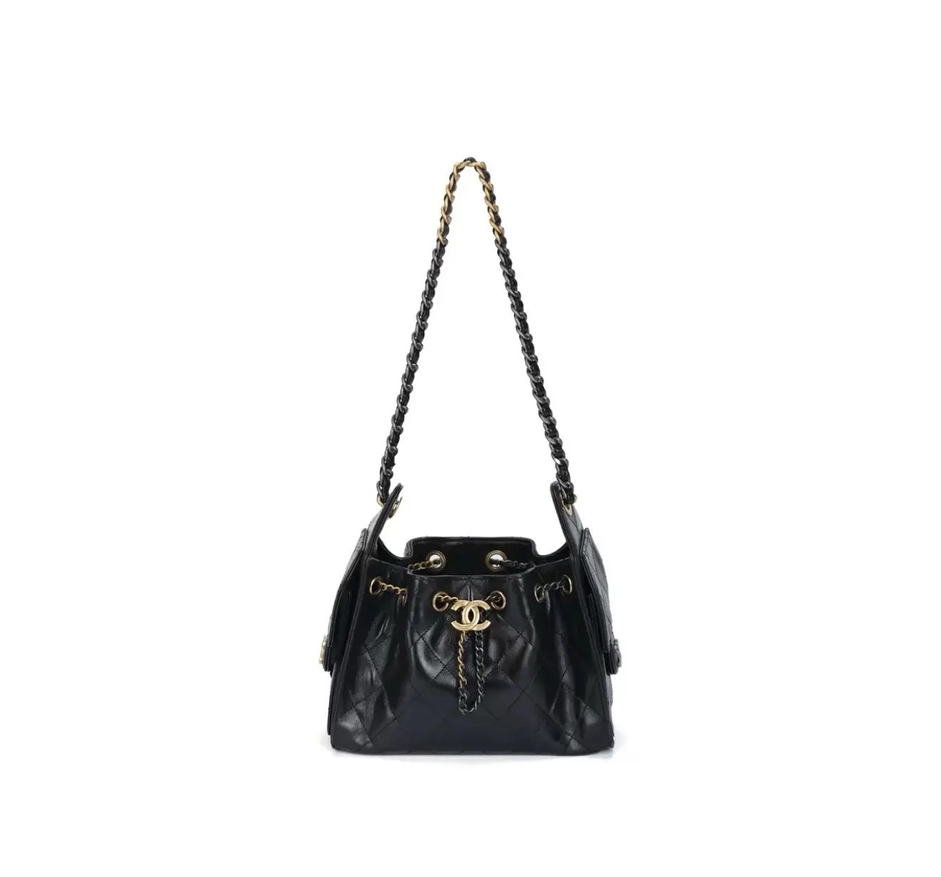 Pre-owned CHANEL 26C Collection Black Gold Wax Leather Mini 25 Handbag Chip Version, Shoulder Bag (SKU: 2604930)