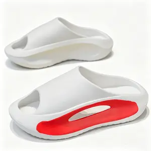 Men's Futuristic Chunky Platform Slide Sandals - Hollow-Out Non-Slip EVA Footwear, Streetwear & Casual Shoe for Indoor/Outdoor Use
