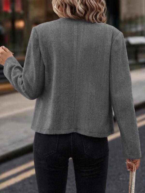 Women's Fashion Button Decorated Slim Fit Jacket Coat, Autumn Winter Casual Long Sleeve Outerwear, Stylish Ladies Clothing, Everyday Womenswear