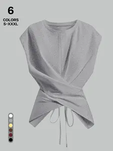 Women's Short Sleeve T-Shirt Top, Casual Fashion, Comfort Fit, Ruched Design, Loose-Fitting, Perfect for Daily Wear, Stylish Ladies' Tee