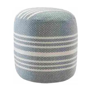 Ox Bay Geometric Striped Handmade Outdoor Pouf Ottoman