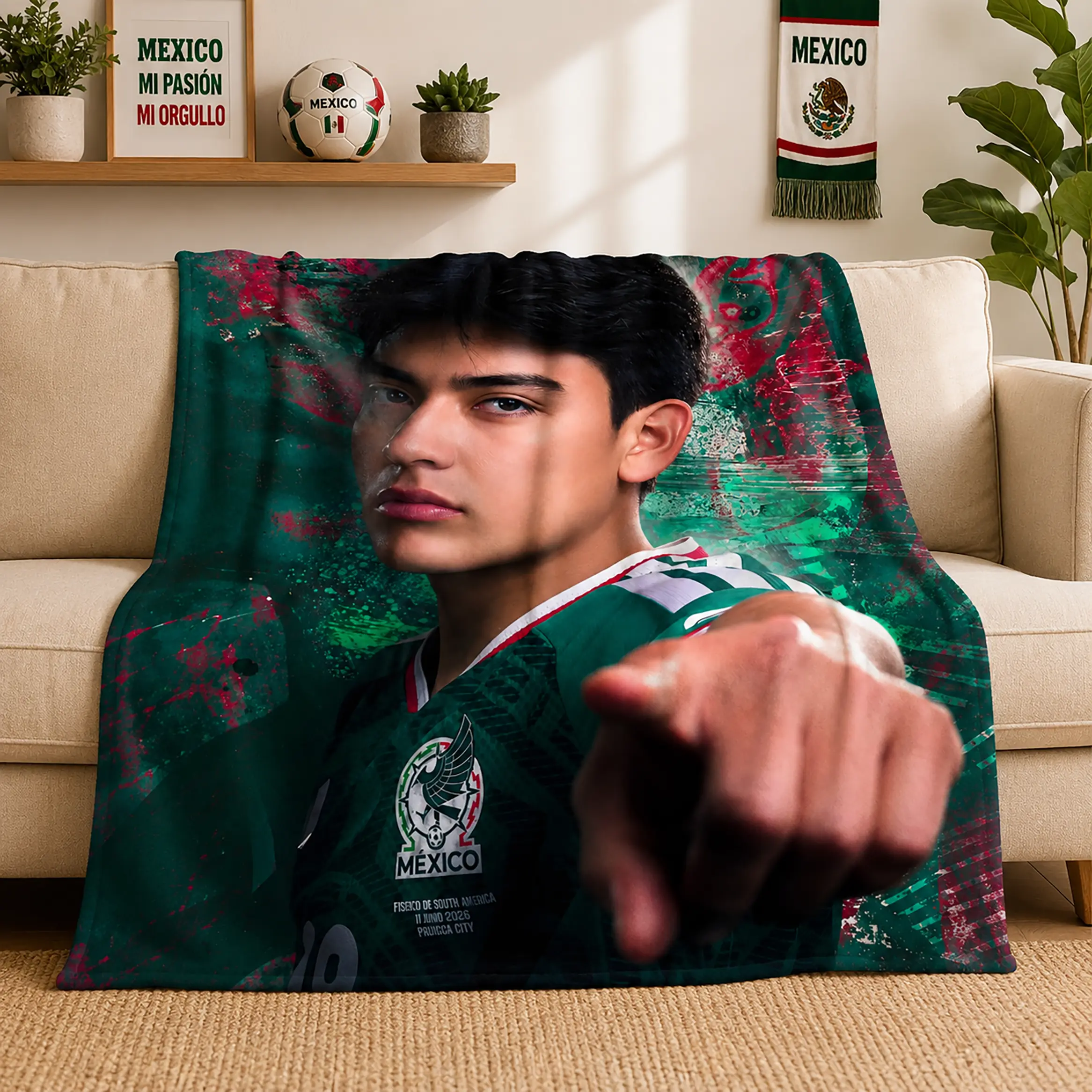 Gilberto Mexico Soccer Player Throw Blanket Football Athlete Portrait Graphic Ultra Soft Flannel Fleece Plush Warm Cozy Lightweight Graphic Bed Blanket Bedroom Living Room Sofa Couch Dorm Travel Kids Teens Adults Birthday Christmas Gift