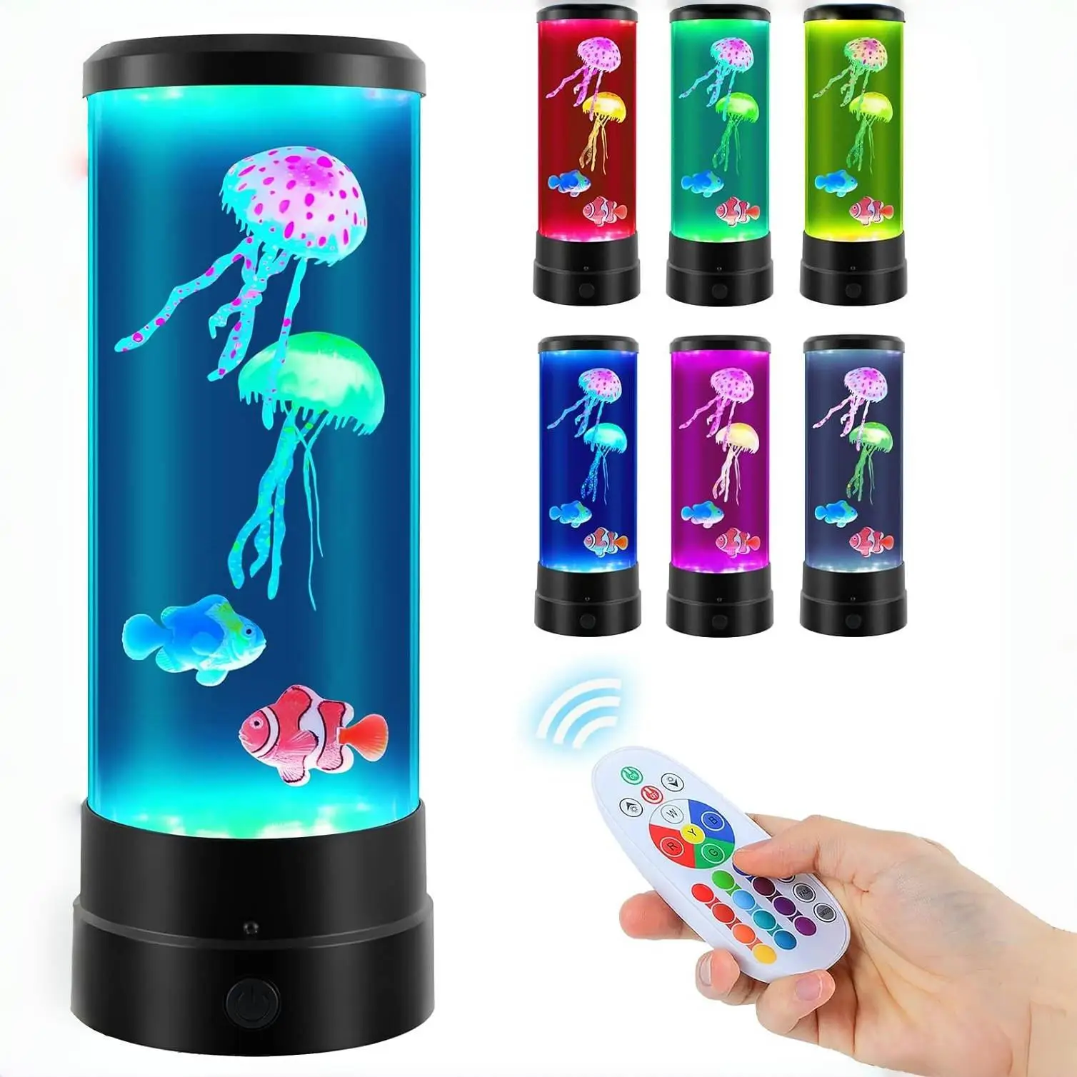 Jellyfish Mood Lamp, 1 Count LED Tank Light with Color Changing & Remote Control, Decorative Light for Bedroom & Living Room, Mood Lighting, Unique Gi