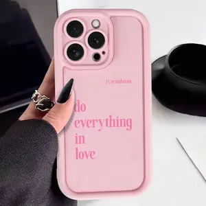 Pink Simple Positive Slogan Phone cases Case Compatible with iPhone 17 Pro Max 16 16e 15 14 Plus 13 12 Mini 11 Air XR X XS Pattern TPU Lens Protection Durable Soft Cover Gift