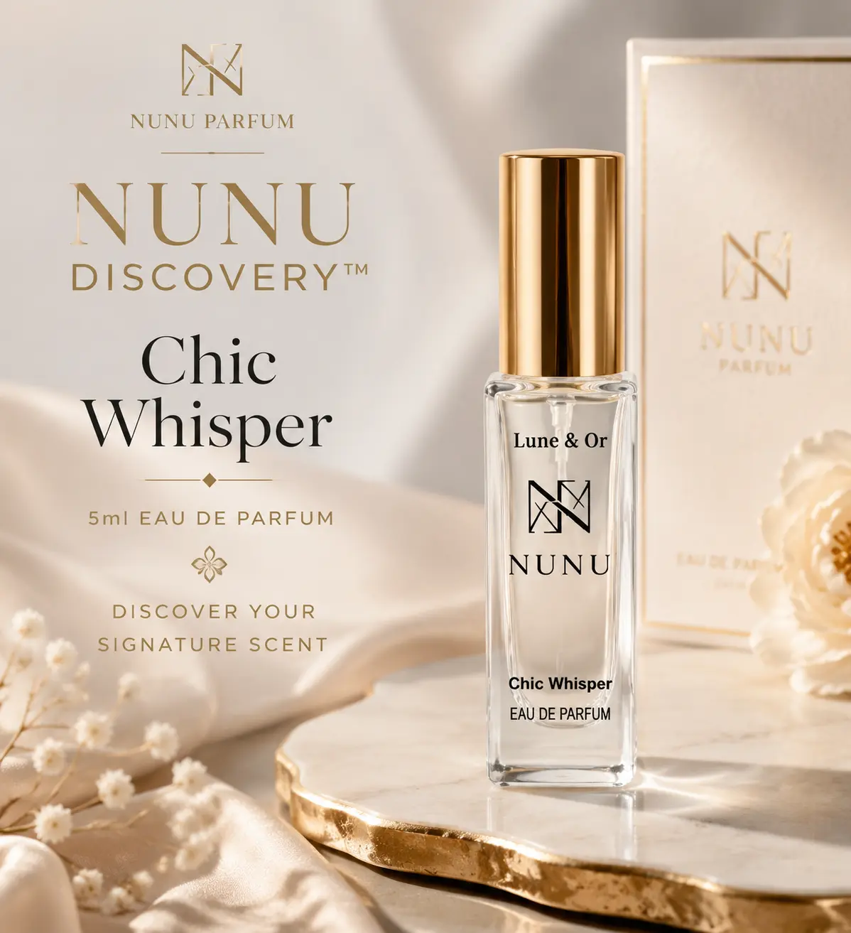 NUNU Discovery Golden Petal 5ml Eau de Parfum | Long Lasting Women's Perfume | Signature Scent Discovery Size