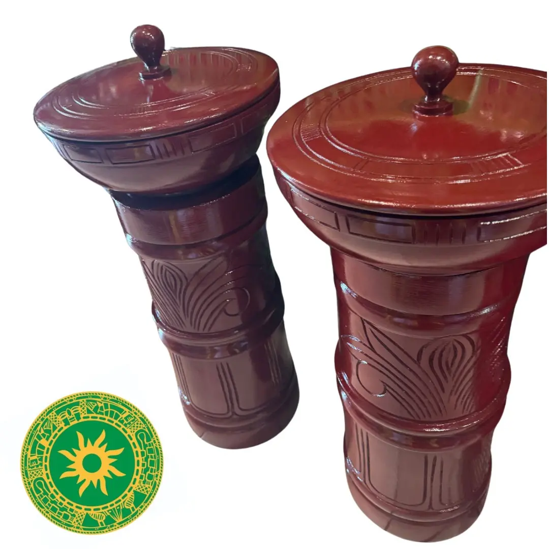 CARVED PYLON AND TRAY 100% WOOD
