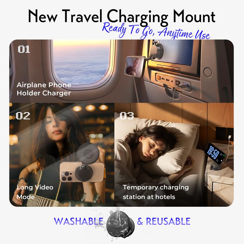 LISEN 15W Magsafe Car Mount Charger，[Lever Lock] Suction Cup Phone Mount,360° Vacuum Magnetic Car Phone Holder Charger Wireless for iPhone 17 Pro Max Air 16-12,Pixel 10,Samsung with MagSafe Case