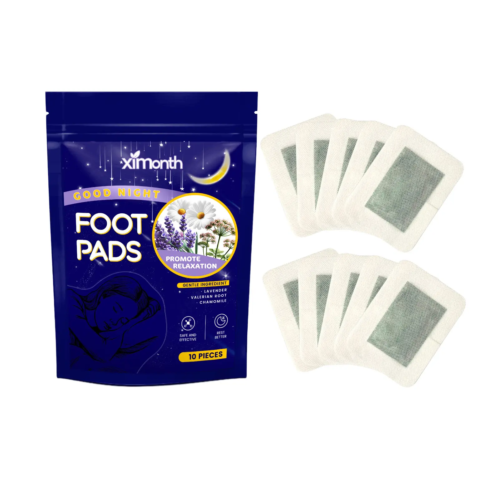 ximonth Herbal Foot Pads, Natural Plant-Based Self-Adhesive Foot Care Patches, Portable for Daily Home Use