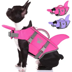 Dogcheer Dog Life Jacket Shark with Rescue Handle, Reflective Dog Life Vest for Swimming Boating, Puppy Swim Vest, Pet Floating Device DFD for Small Medium Large Dogs - Pink, XS