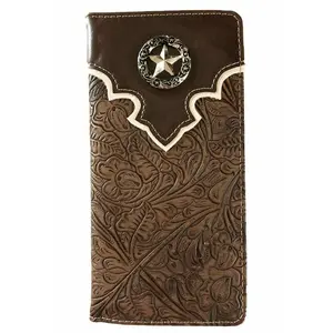 Men's Texas Star Western Bifold Wallet Brown Leather
