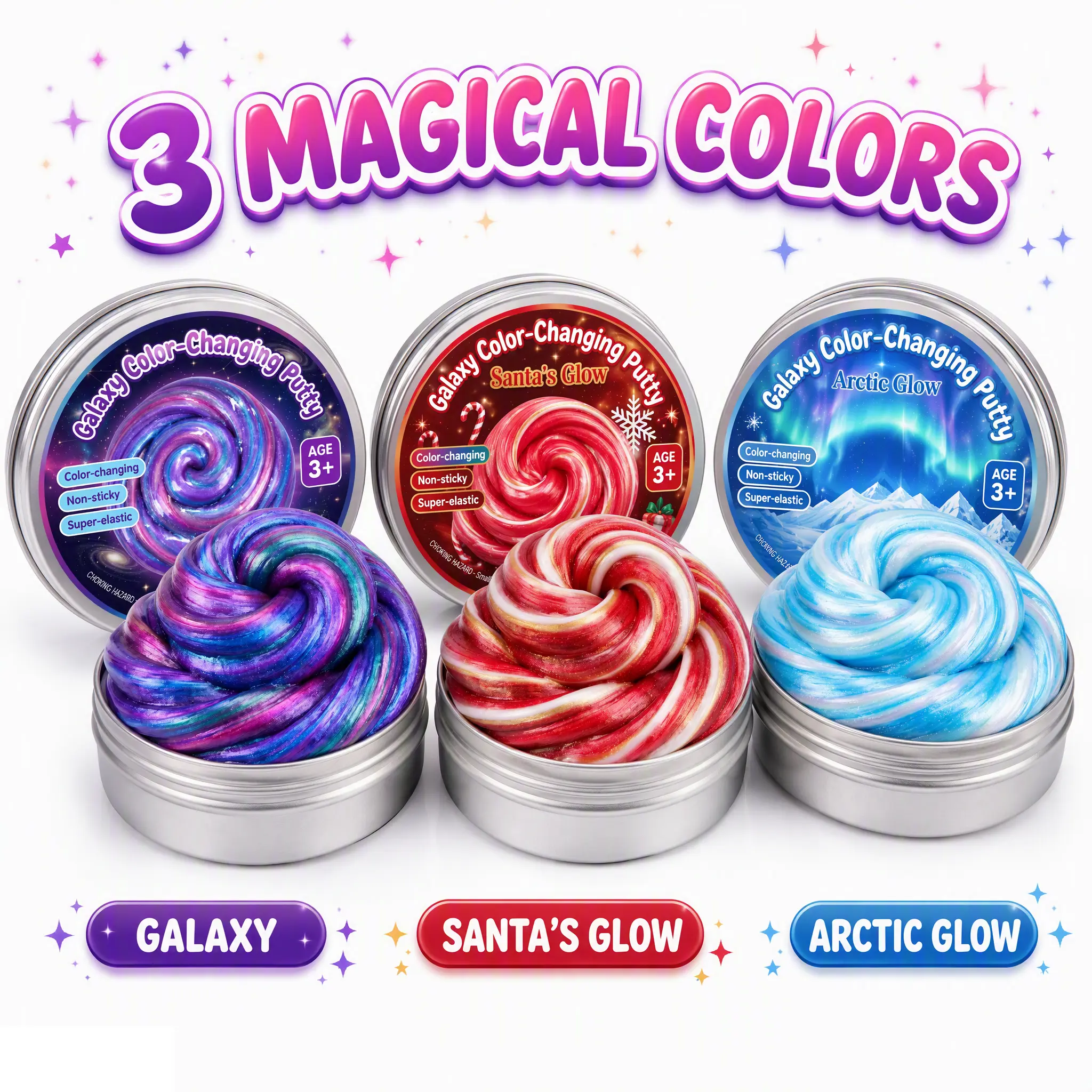 Galaxy Theme Color-Changing Putty - Squishies Toys, Unique Fidgets, Ages 10+ Therapy & Fidget Toy for Stress & Anxiety Relief, Santa-Themed Desk Accessory