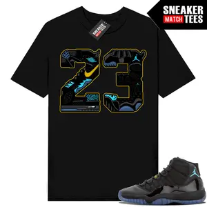 Gamma Blue 11 Sneaker Match T-Shirt Black, 23 Mashup Streetwear Graphic Tee for Sneakerheads