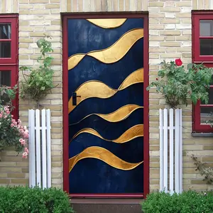 2pcs Luxury Gold Wave Pattern Wall Stickers Modern Minimalist Living Room Entrance Decorative Stickers Self Adhesive Removable Waterproof Wear Resistant TV Background Wall Bedroom Corridor Art Wall Decal