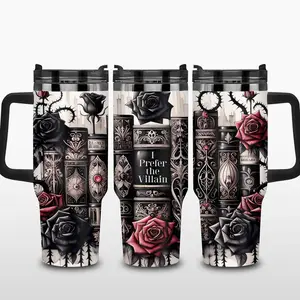 I Prefer the Villain 40oz Tumbler, Bookish Reader Tumbler, Dark Romance Book Tumbler with Handle 40oz