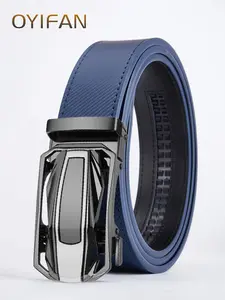 Men's Genuine Leather Belt, Fashion Designer Belts, Casual Business Automatic Buckle, Adjustable Sturdy Ratchet Belt, Suitable for Suits, Jeans, Formal Wear, Stylish Belts