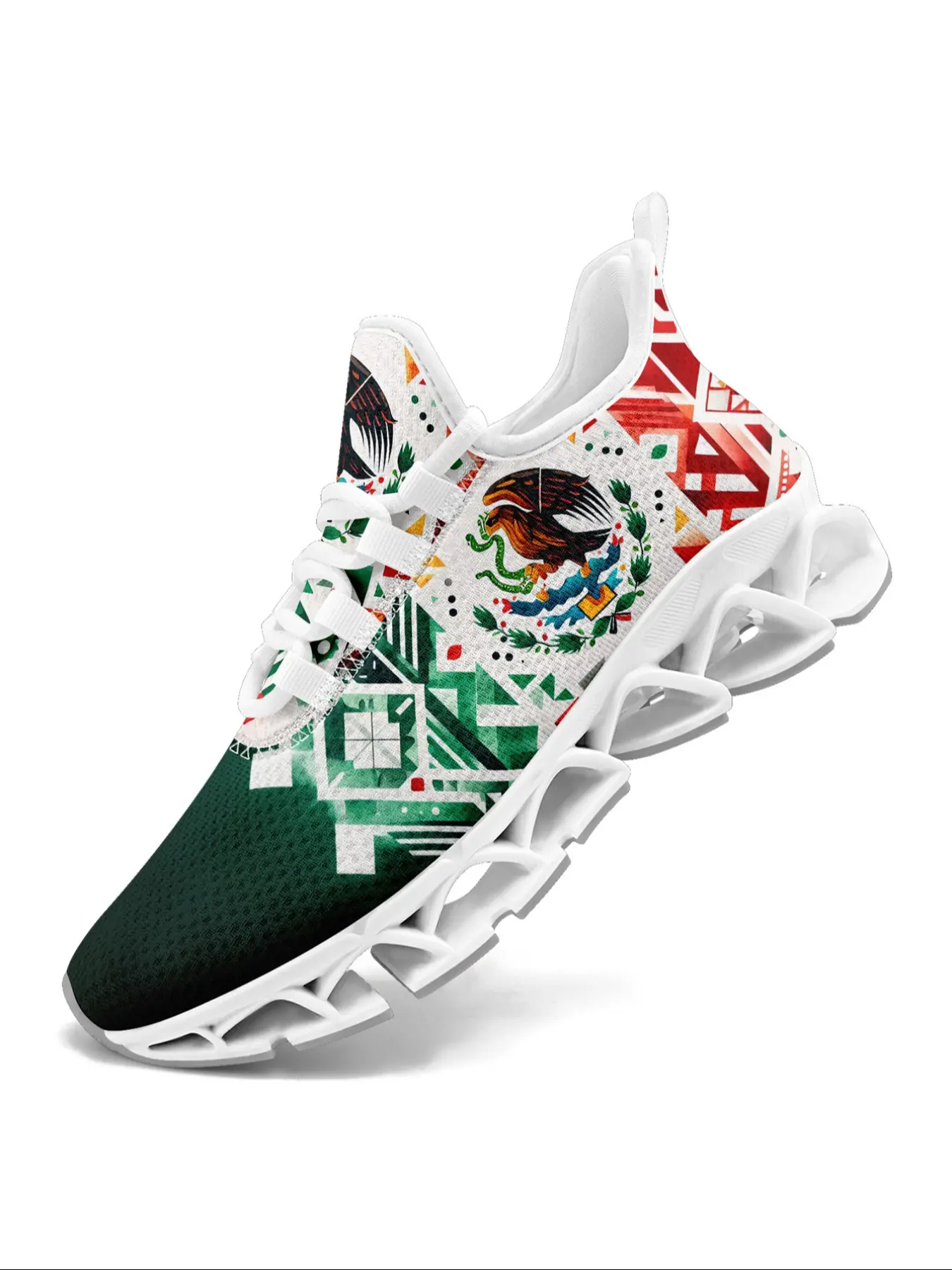Mexico Flag Eagle Chunky Casual Sneakers for Women, Comfortable Soft Sole, Fashionable Trendy Running Shoes for Daily Wear, Versatile Round Toe Design, Sporty Running Fashion, Perfect Festive Gift