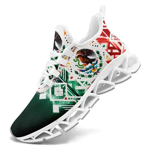 Mexico Flag Eagle Chunky Casual Sneakers for Women, Comfortable Soft Sole Running Shoes for Daily Wear, All-Match Round Toe Design, Perfect Festive Gift