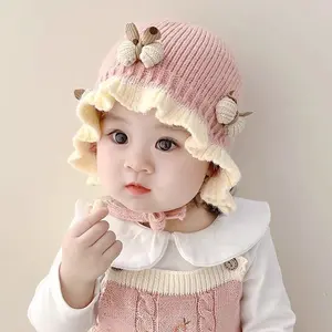 Korean Style Cute Baby Girl Ear Flap Hat - Thick Fleece Knit Warm Winter Beanie for Toddler Girls
