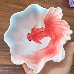 25.5-inch 3D embossed ceramic bowl | luxury underglaze color salad/dessert bowl