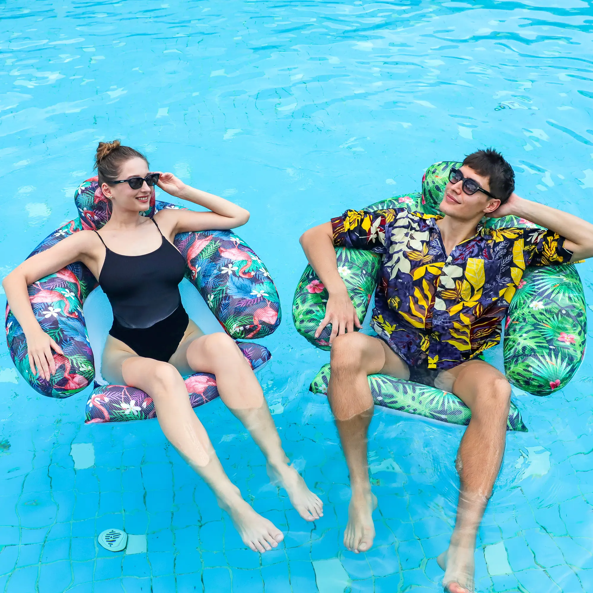 2 Pack Adult Pool Floats Inflatable Pool Float Chairs Summer Inflatable Swimming Pool Lounge Chairs Pool Floaties for Adults Pool Party Summer Water Fun (Flamingo&Green) Pool Floaters pool floats for adults