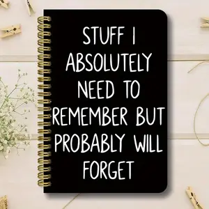 Fun Notebook I Need to Remember but Might Forget Cover, Loose-Leaf Diary Journal, 13.97x21.08 Cm, Simple Border, 50 Pages, Planner Notebook, Perfect Gift for Forgetful People