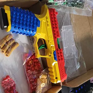 IUOUTG Funny tactical DIY building block handle set, toys for teenagers and adults, parent-child assembly set with display stand, Christmas and birthday gifts (red/yellow/blue) suitable for children-educational and motor skills development toys.