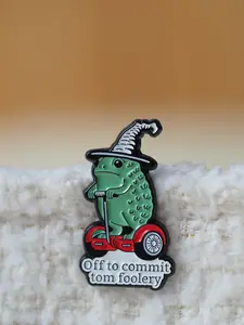 Cute Witch Frog Enamel Pin, Fun Quote 'ready to Prank,' Dark Humor Theme, Ideal Gift, Versatile Fashion Accessory
