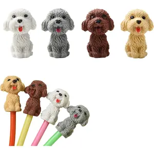 24Pcs Pencil Top Erasers for Kids Cute Dog Pencil Erasers Toppers Bulk Cap Erasers for Party Favors Classroom Rewards