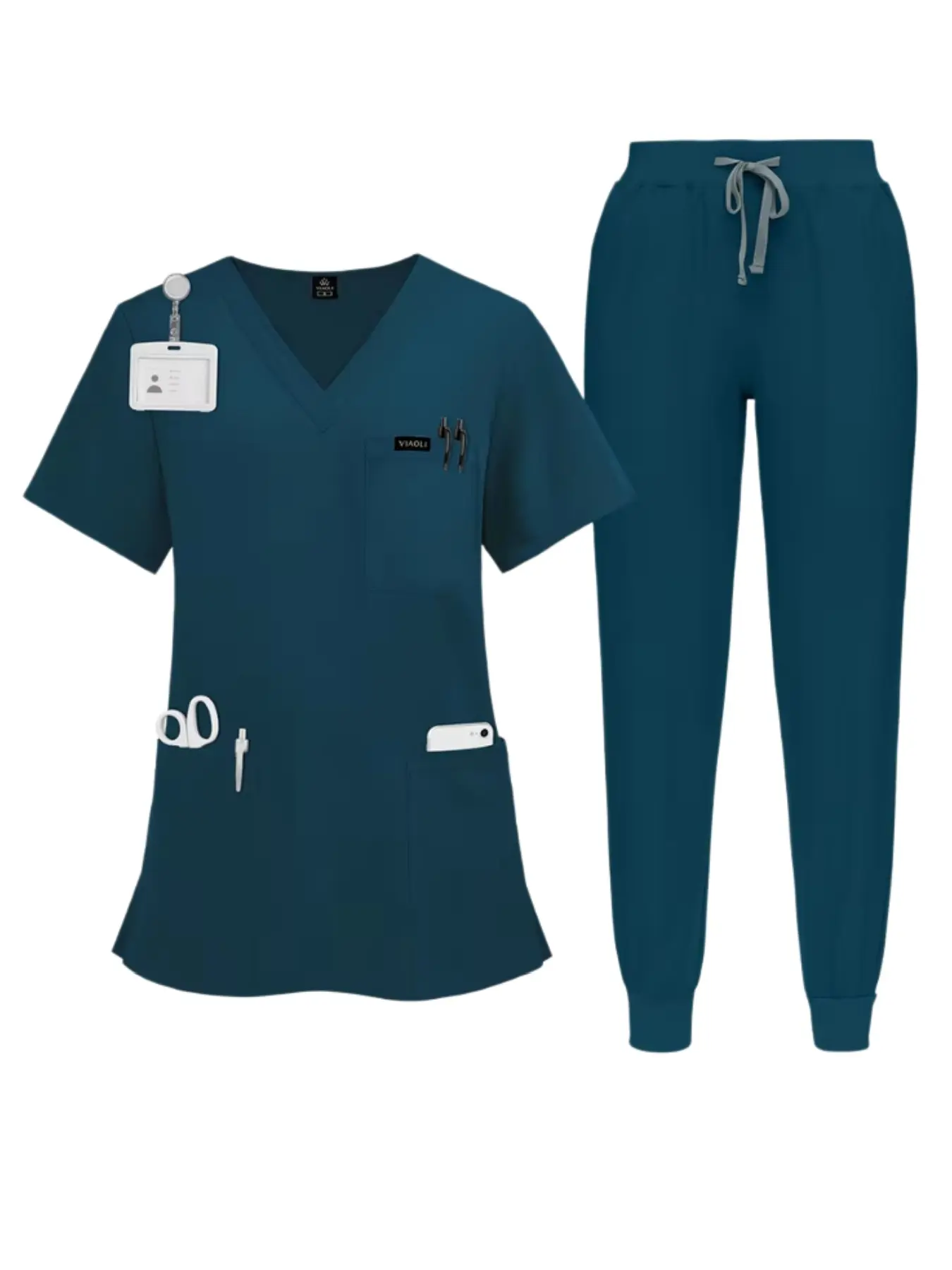 Two Piece Pharmacy Pharmacist Hospital Scrub Uniform Nurse Uniform Short Sleeved Shirt Long Pants Set Nursing Scrub Set Nursing Suit Set