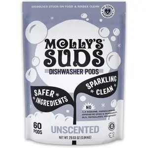 Dishwasher Pods | Clean Dishwasher Detergent, Cuts Grease & Rinses Clean (Residue-Free) for Sparkling Dishes | 60 Auto-Release Tabs (Unscented)