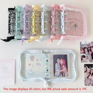 Star Zipper Binder Album A8 Mini Three-Inch Polaroid Storage Book, Idol Card Organizer, Handmade Journal, Compact Design