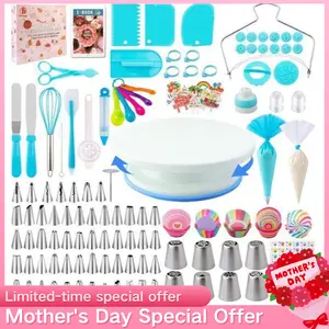 Cake Decorating Supplies Kit Tools 356pcs, Nifogo Baking Accessories with Cake Turntable, Pastry Piping Bag, Piping Icing Tips for Beginners