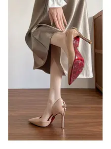 2026 New Queen Staff Heel High-Heeled Shoes for Women, Pointed Toe Side Cutout Sexy Thin Heel Evening Pumps, Elegant Lady Style